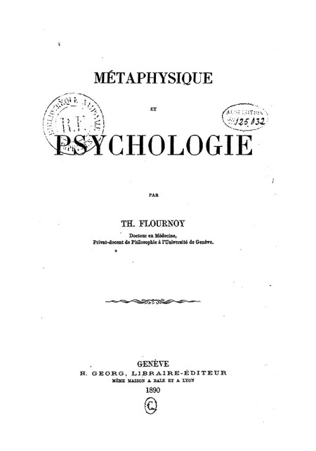 Flournoy - Metaphysique et Psychologie